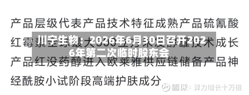川宁生物：2026年6月30日召开2026年第二次临时股东会-第1张图片