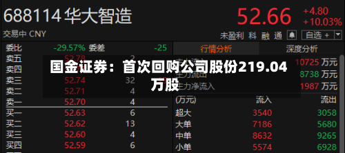 国金证券:首次回购公司股份219.04万股-第2张图片