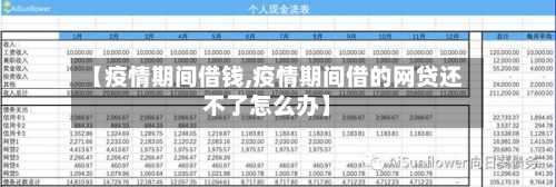 【疫情期间借钱,疫情期间借的网贷还不了怎么办】