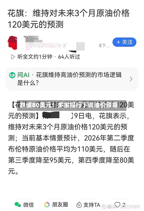 跌破80美元!多家投行下调油价预期-第3张图片
