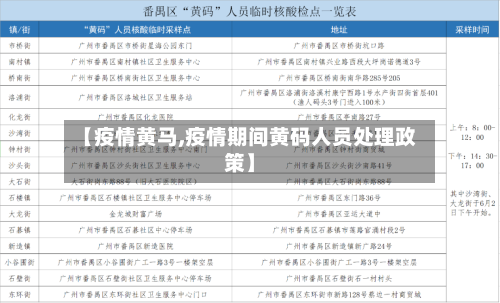 【疫情黄马,疫情期间黄码人员处理政策】