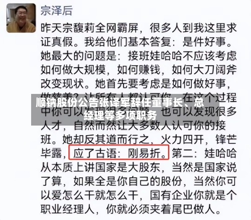 顺钠股份公告张译军辞任董事长、总经理等多项职务-第1张图片