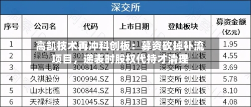 高凯技术再冲科创板：募资砍掉补流项目，递表时股权代持才清理-第3张图片